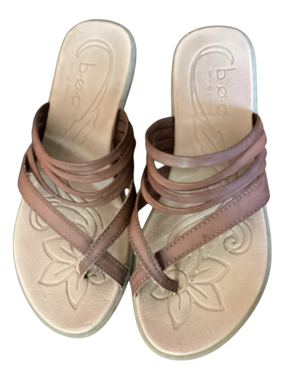 b.o.c. Women's Brown Strappy Slide Sandals Size 6